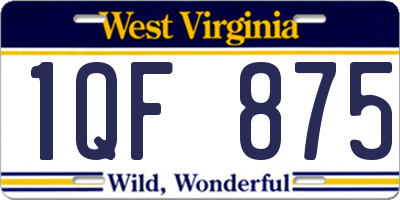 WV license plate 1QF875