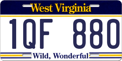 WV license plate 1QF880
