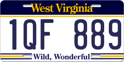 WV license plate 1QF889