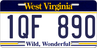 WV license plate 1QF890