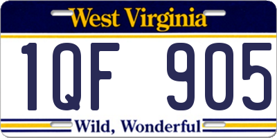 WV license plate 1QF905