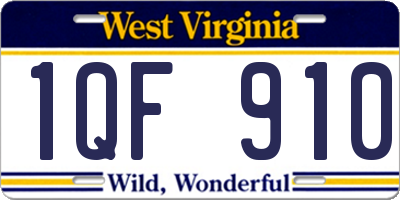WV license plate 1QF910