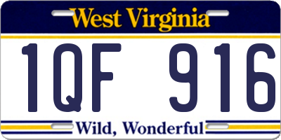WV license plate 1QF916