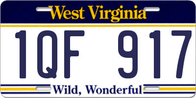 WV license plate 1QF917