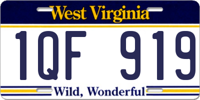 WV license plate 1QF919