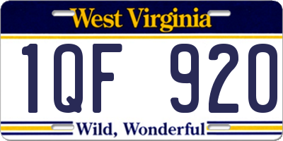 WV license plate 1QF920