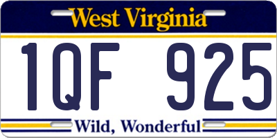 WV license plate 1QF925
