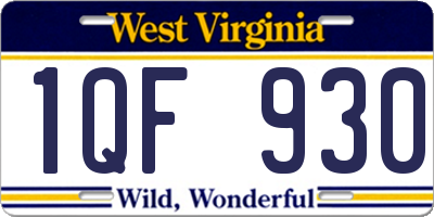 WV license plate 1QF930