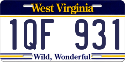 WV license plate 1QF931