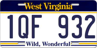 WV license plate 1QF932