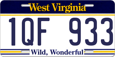 WV license plate 1QF933