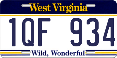 WV license plate 1QF934