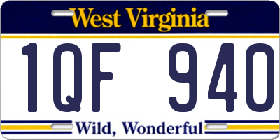 WV license plate 1QF940