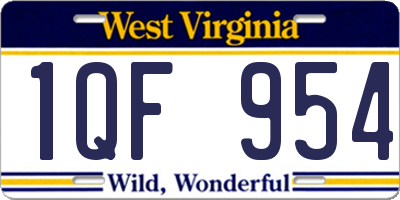 WV license plate 1QF954