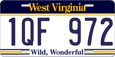 WV license plate 1QF972