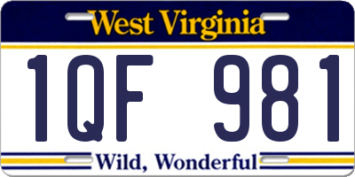 WV license plate 1QF981