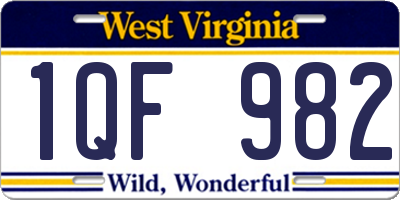 WV license plate 1QF982