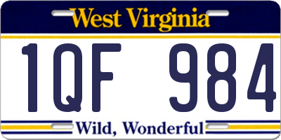WV license plate 1QF984
