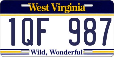 WV license plate 1QF987