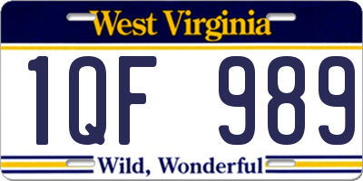 WV license plate 1QF989
