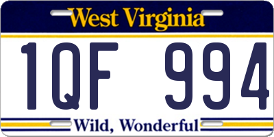 WV license plate 1QF994
