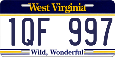WV license plate 1QF997