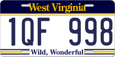 WV license plate 1QF998