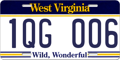 WV license plate 1QG006