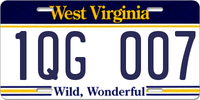 WV license plate 1QG007