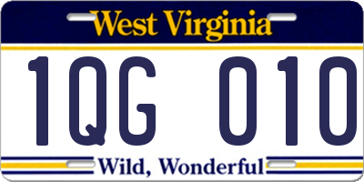 WV license plate 1QG010