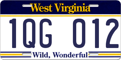 WV license plate 1QG012
