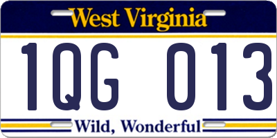 WV license plate 1QG013