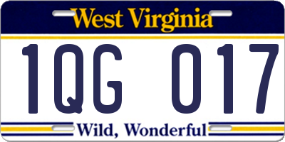 WV license plate 1QG017