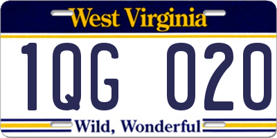 WV license plate 1QG020