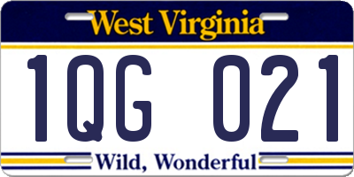 WV license plate 1QG021