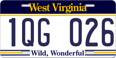 WV license plate 1QG026