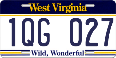 WV license plate 1QG027