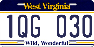 WV license plate 1QG030