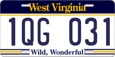 WV license plate 1QG031