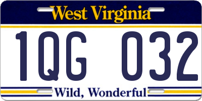 WV license plate 1QG032