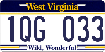 WV license plate 1QG033