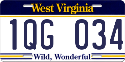 WV license plate 1QG034