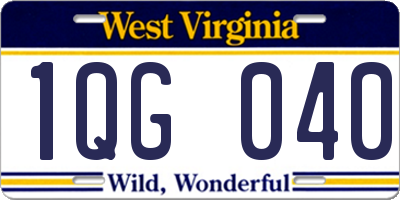WV license plate 1QG040