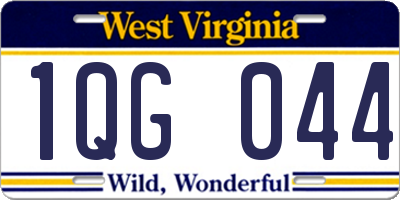 WV license plate 1QG044