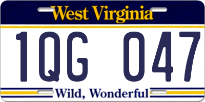WV license plate 1QG047