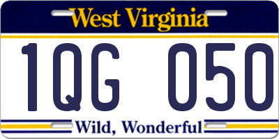 WV license plate 1QG050