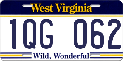 WV license plate 1QG062