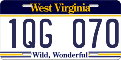 WV license plate 1QG070