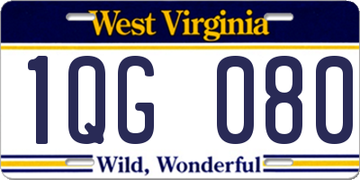 WV license plate 1QG080