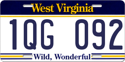 WV license plate 1QG092